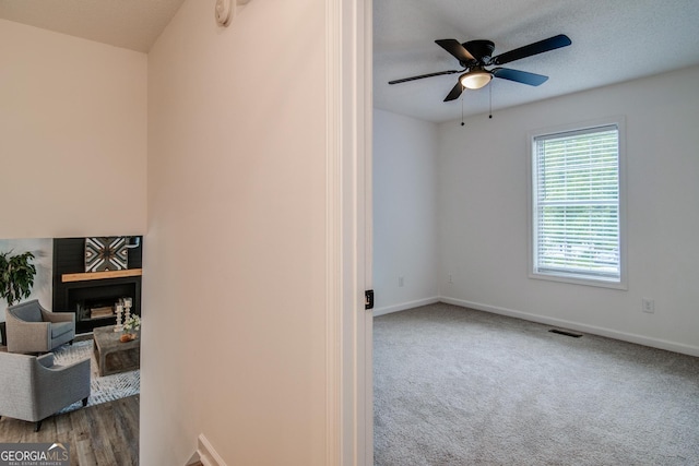 61 Meadowbrook Ln, Carrollton, GA 30117 - interior space with a fireplace, carpet, and a ceiling fan