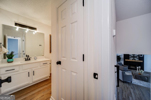 61 Meadowbrook Ln, Carrollton, GA 30117 - bathroom featuring wood finished floors, a textured ceiling, and vanity