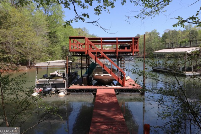 4650 Perry Rd, Gainesville, GA 30506 - dock area with a water view and a wooded view