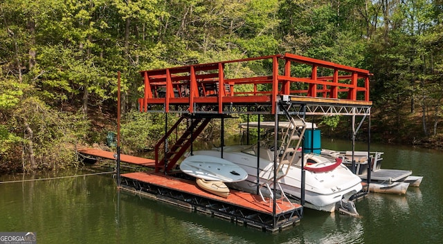4650 Perry Rd, Gainesville, GA 30506 - view of dock featuring a water view and a wooded view