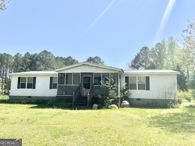 33 Keen Rd, Summerville, GA 30747 - manufactured / mobile home with crawl space, a sunroom, a front lawn, and metal roof