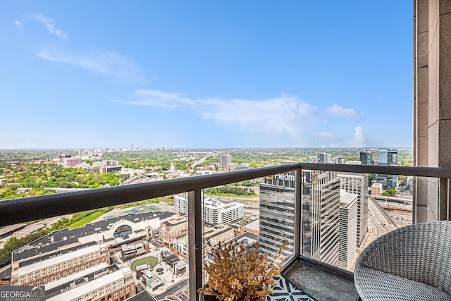 balcony with a view of city