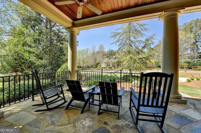 view of patio / terrace with ceiling fan