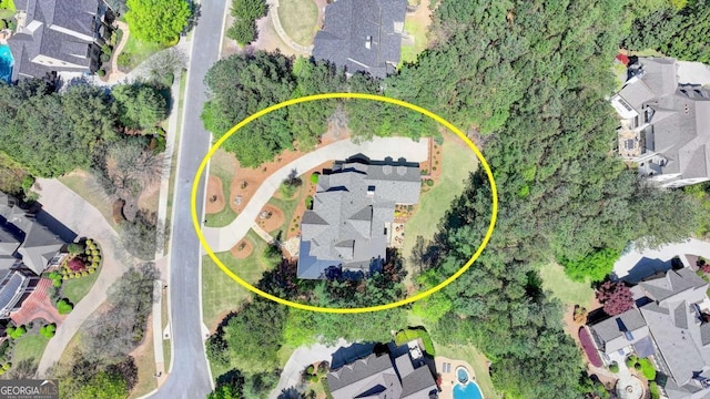 bird's eye view with a residential view
