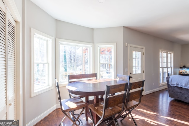 dining room featuring baseboards and dark wood-style floors