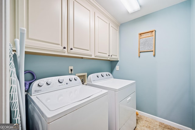 524 Allison Ln, Ball Ground, GA 30107 - washroom with cabinet space, separate washer and dryer, and tile patterned flooring