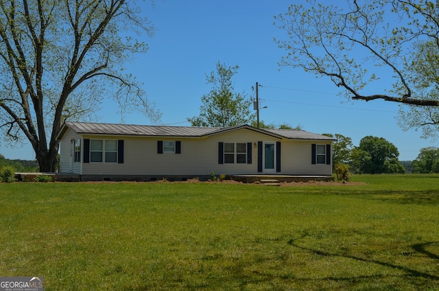 2055 Payne Pond Rd, Weston, GA 31832 - view of front facade featuring a front lawn, metal roof, and crawl space
