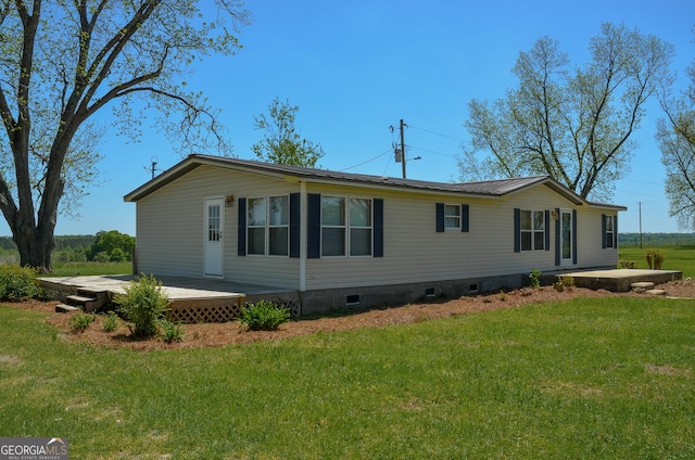 2055 Payne Pond Rd, Weston, GA 31832 - view of property exterior with a yard, a wooden deck, and crawl space
