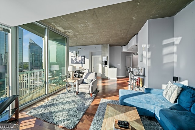 3324 Peachtree Rd NE Unit 1518, Atlanta, GA 30326 - living area with wood finished floors and a wall of windows