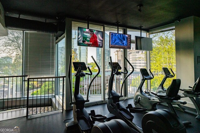 3324 Peachtree Rd NE Unit 1518, Atlanta, GA 30326 - exercise room featuring floor to ceiling windows and a healthy amount of sunlight