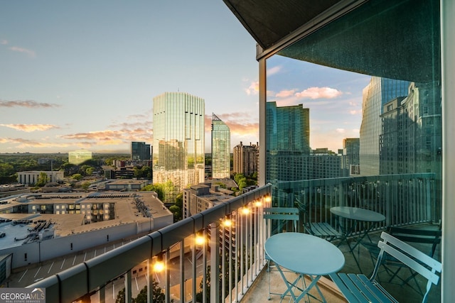 3324 Peachtree Rd NE Unit 1518, Atlanta, GA 30326 - balcony at dusk with a view of city