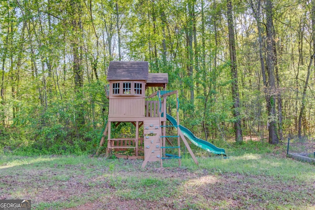 476 Walnut Rd, Hoschton, GA 30548 - view of jungle gym featuring a wooded view
