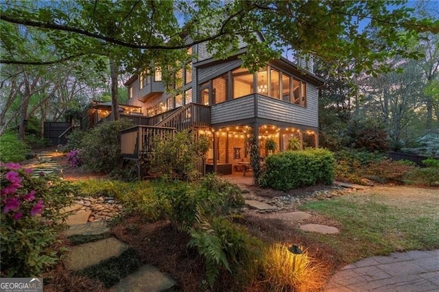 3749 Watkins Pl NE, Brookhaven, GA 30319 - rear view of property featuring stairway and a patio
