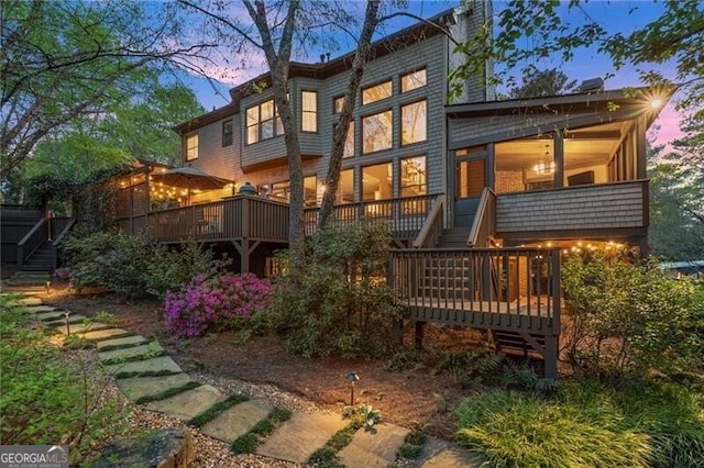 3749 Watkins Pl NE, Brookhaven, GA 30319 - rear view of property featuring stairway and a deck