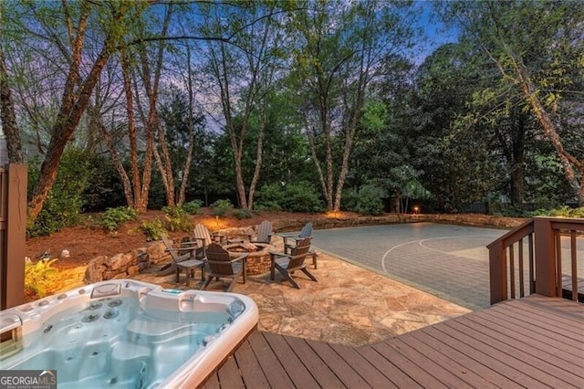 3749 Watkins Pl NE, Brookhaven, GA 30319 - deck with an outdoor fire pit and view of scattered trees