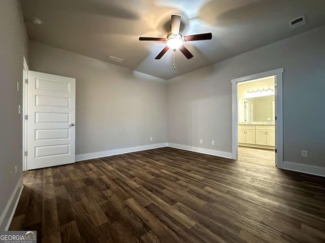 349 Park Blvd W, Athens, GA 30606 - empty room featuring a ceiling fan, dark wood-type flooring, and baseboards