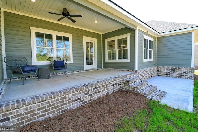 view of patio / terrace featuring a ceiling fan