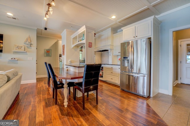 2 Blue Heron Dr, Monticello, GA 31064 - dining area featuring baseboards, dark wood finished floors, visible vents, and recessed lighting