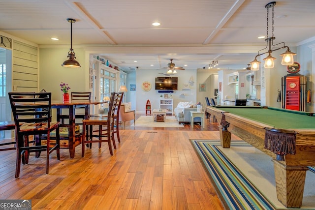2 Blue Heron Dr, Monticello, GA 31064 - game room with light wood finished floors, ceiling fan, pool table, and recessed lighting