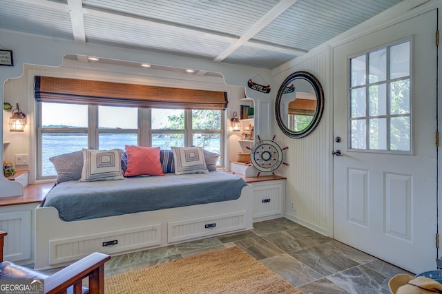 2 Blue Heron Dr, Monticello, GA 31064 - bedroom featuring a water view, baseboards, multiple windows, and stone finish flooring