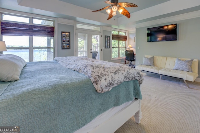 2 Blue Heron Dr, Monticello, GA 31064 - bedroom with carpet, french doors, access to exterior, and ceiling fan