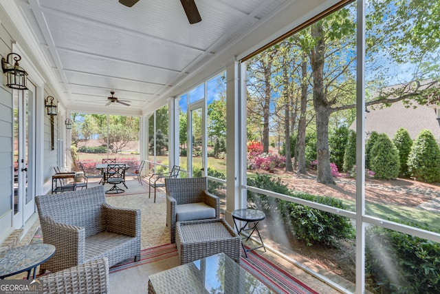 2616 Bent Pine Dr, Statham, GA 30666 - sunroom featuring ceiling fan