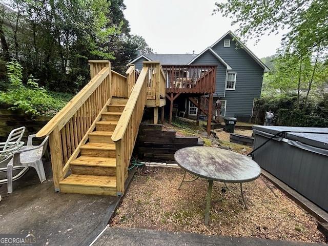 525 Brooksdale Dr, Woodstock, GA 30189 - view of jungle gym with stairway and a wooden deck