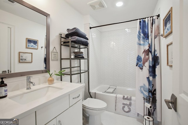 1050 Stacks Ave SE Unit 1507, Atlanta, GA 30315 - bathroom with shower / bathtub combination with curtain, toilet, and vanity