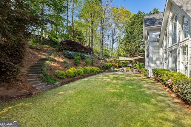 view of yard with stairway