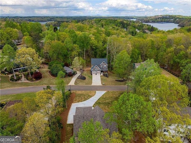 5535 Chestatee Landing Way, Gainesville, GA 30506 - drone / aerial view of a heavily wooded area and a nearby body of water