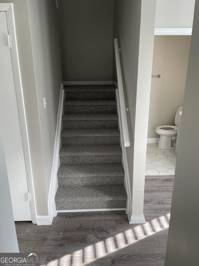 3621 Stedman Pl, Duluth, GA 30096 - stairs featuring wood finished floors