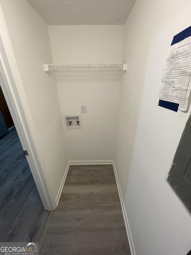 3621 Stedman Pl, Duluth, GA 30096 - washroom with hookup for a washing machine, wood finished floors, and a textured ceiling