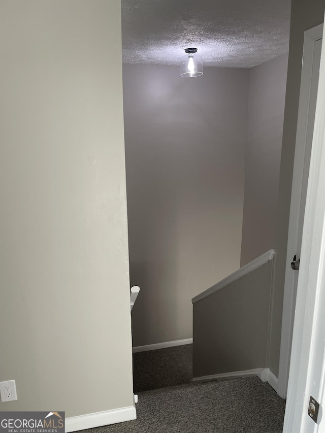 3621 Stedman Pl, Duluth, GA 30096 - stairs featuring carpet and a textured ceiling