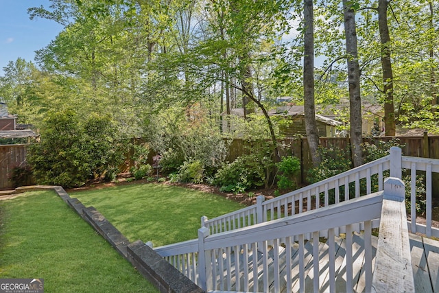 view of yard with a fenced backyard