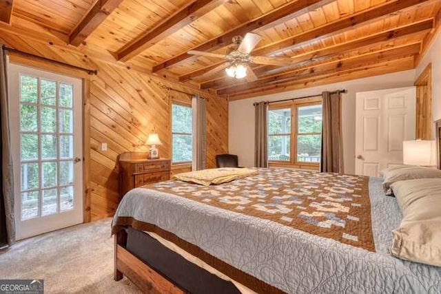 83 Smokey Creek Cv Tract B, Unit Tract B, Blairsville, GA 30512 - bedroom with multiple windows, light colored carpet, beam ceiling, wooden ceiling, and wooden walls