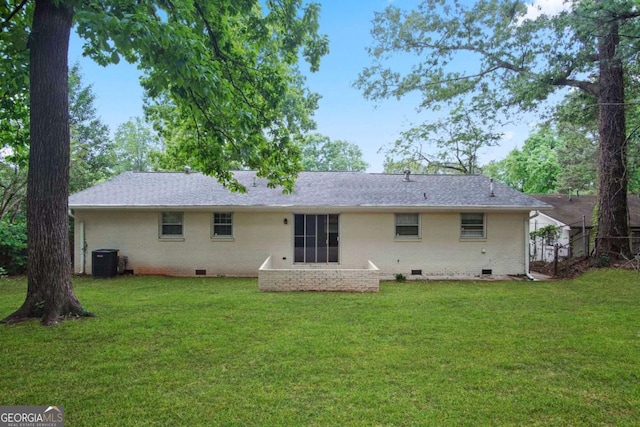 2732 Elkhorn Dr, Decatur, GA 30034 - rear view of property with a yard, central air condition unit, crawl space, and brick siding