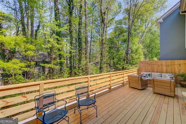 1038 Huntcliff, Atlanta, GA 30350 - wooden terrace featuring outdoor lounge area