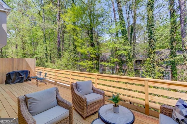 1038 Huntcliff, Atlanta, GA 30350 - deck featuring an outdoor living space, fence, and area for grilling