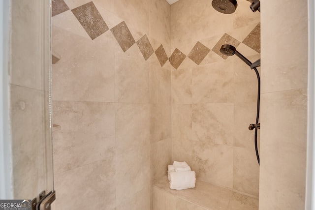interior details with tiled shower