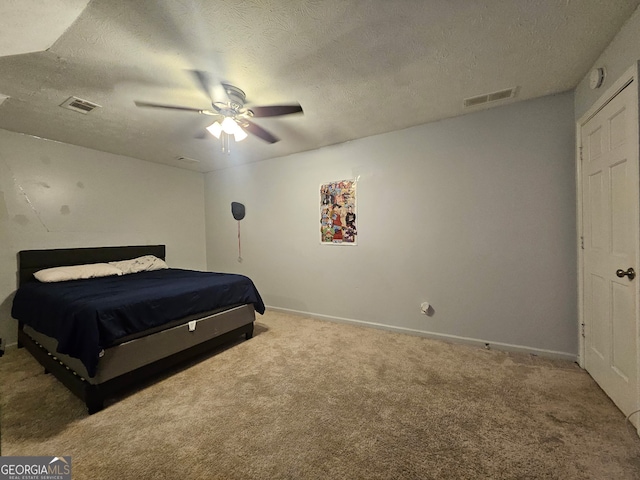 3650 Bay Leaf Dr, Loganville, GA 30052 - bedroom with carpet floors, a textured ceiling, and ceiling fan