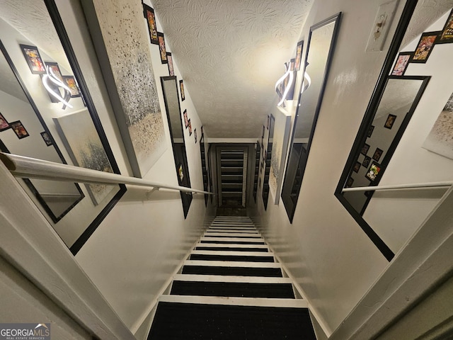 3650 Bay Leaf Dr, Loganville, GA 30052 - stairs with a textured ceiling