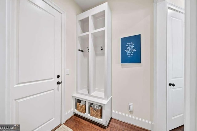 2358 New Salem Trce, Marietta, GA 30064 - mudroom with baseboards and dark wood finished floors