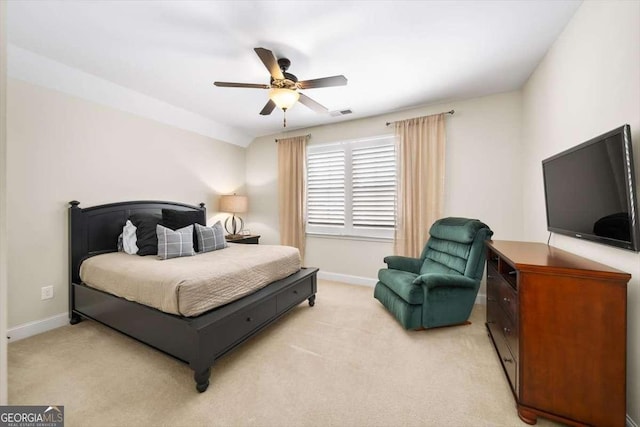 2358 New Salem Trce, Marietta, GA 30064 - bedroom featuring baseboards, light carpet, and a ceiling fan