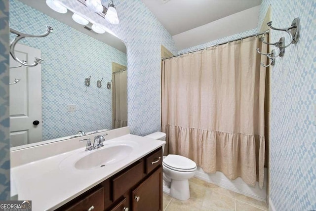 2358 New Salem Trce, Marietta, GA 30064 - full bath featuring tile patterned floors, a shower with curtain, vanity, and toilet