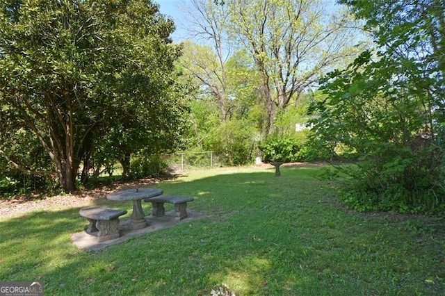 view of yard featuring fence