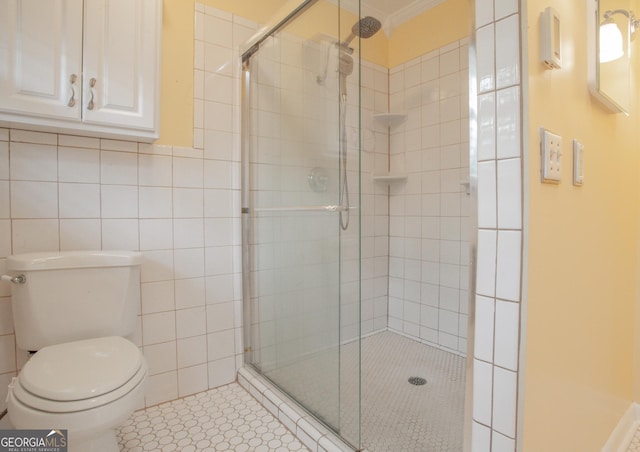 724 Ga Highway 120, Tallapoosa, GA 30176 - bathroom with a stall shower and tile walls