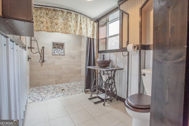 724 Ga Highway 120, Tallapoosa, GA 30176 - bathroom with tiled shower and tile patterned flooring