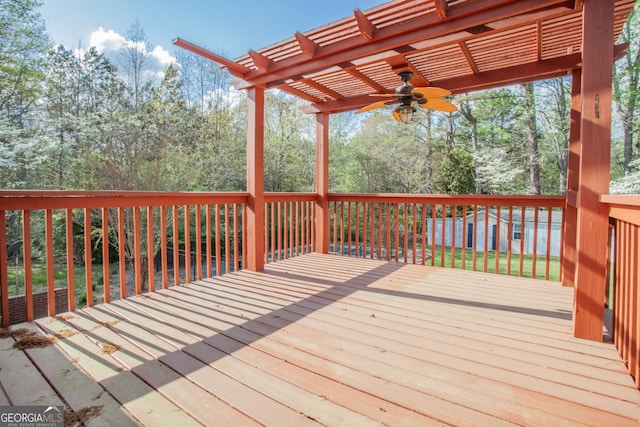724 Ga Highway 120, Tallapoosa, GA 30176 - wooden terrace with a pergola and ceiling fan
