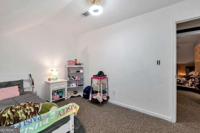1055 River Bluff Dr, Winder, GA 30680 - carpeted bedroom with visible vents and vaulted ceiling