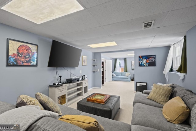 4016 Upland Trce, Marietta, GA 30066 - living area featuring visible vents, a drop ceiling, and carpet floors